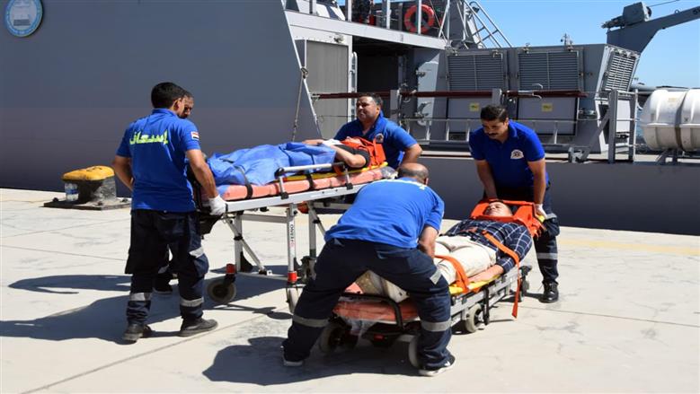 مركز البحث والإنقاذ ينفذ التجربة «مصر 11» لمحاكاة إنقاذ ركاب سفينة بعد اصطدامها بسفينة حاويات