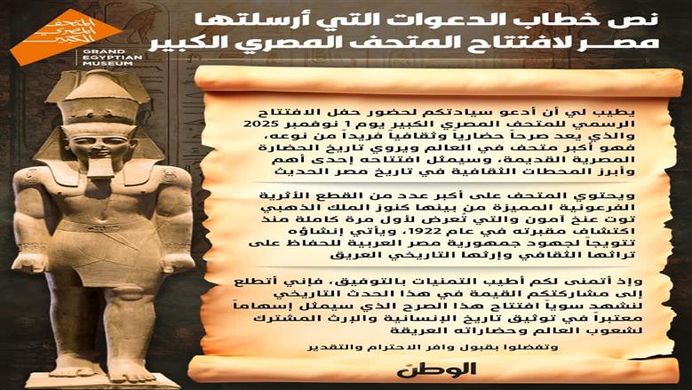 نص دعوة افتتاح المصري الكبير