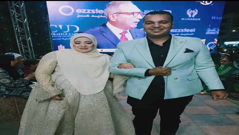عريس وعروسه في افتتاح المتحف المصري الكبير بالقليوبية 
