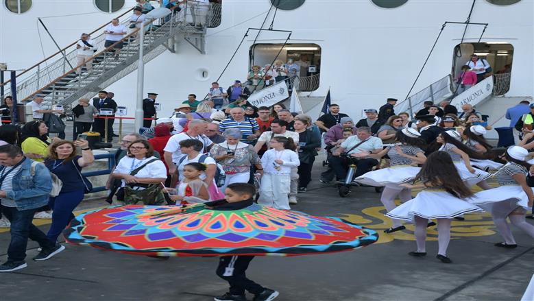 على أنغام السمسمية.. استقبال سفينة «MSC Armonia»  وعلى متنها 2700 سائح في بورسعيد