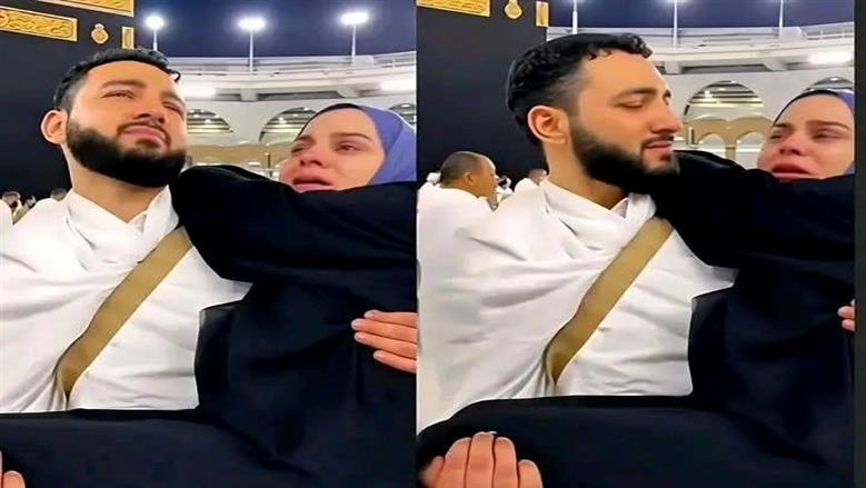 يحمل زوجته في الحرم ويدعو لها بالشفاء.. حقيقة الفيديو المتداول