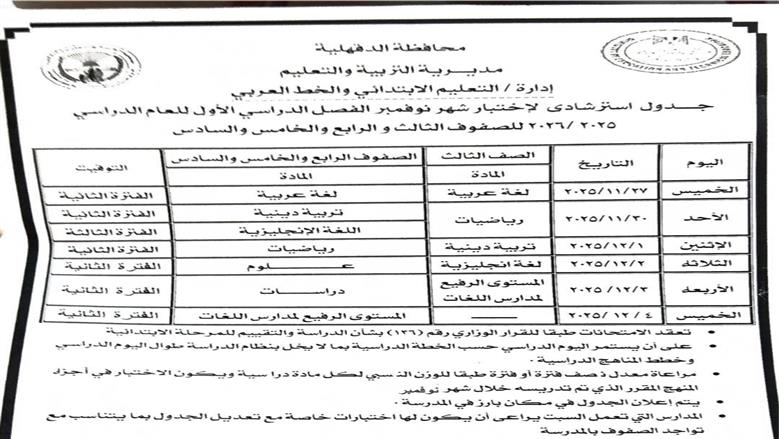 امتحانات نوفمبر