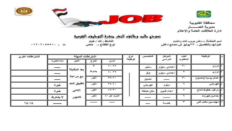 وظائف القليوبية