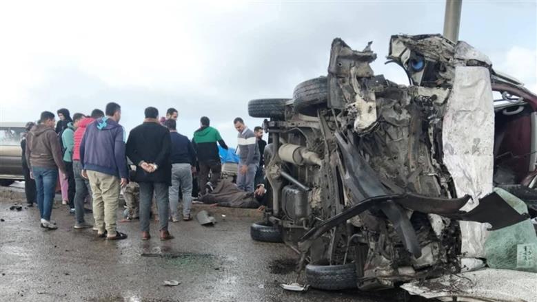 مصرع شخصين وإصابة 15 في حادث تصادم على رافد الطريق الدولي بكفر الشيخ