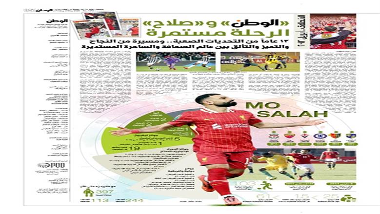 الصفحة الأولى من عدد الوطن غدًا
