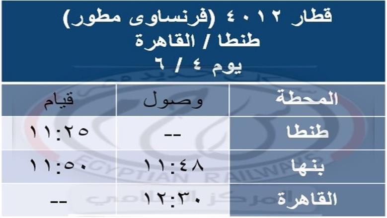 جدول القطارات