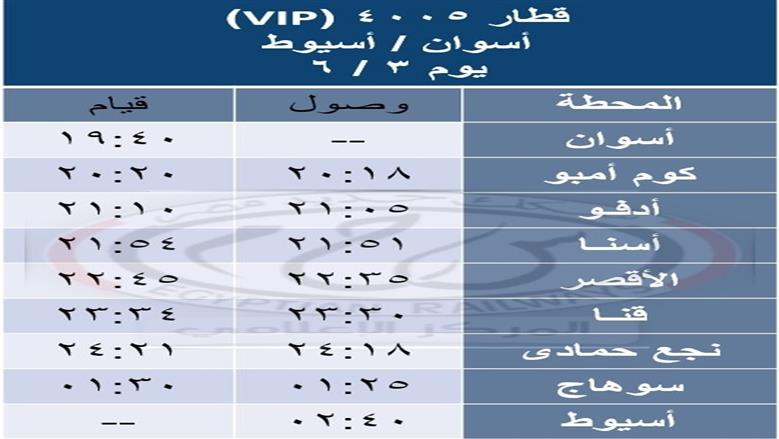 جدول القطارات