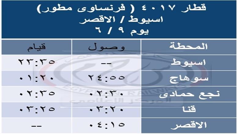 جدول القطارات