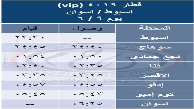جدول القطارات