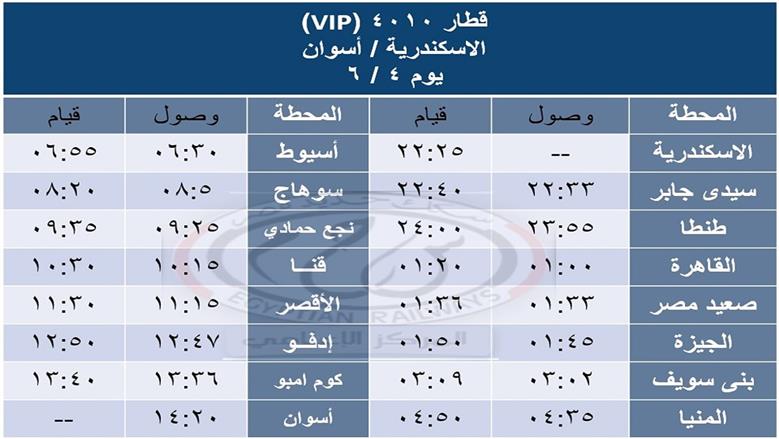 جدول القطارات