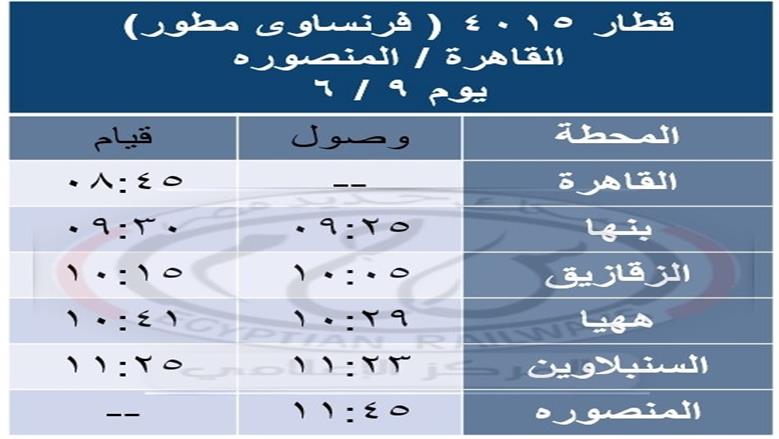 جدول القطارات
