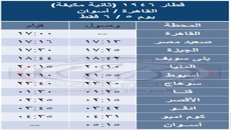 جدول القطارات 
