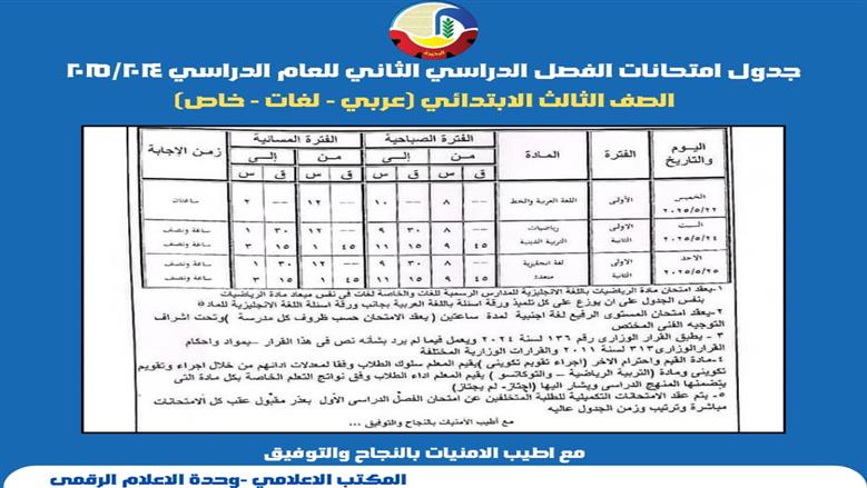 امتحانات المرحلة الإبتدائية في البحيرة