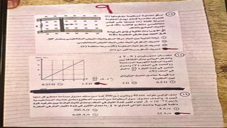 حل امتحان الفيزياء للثانوية العامة 2025