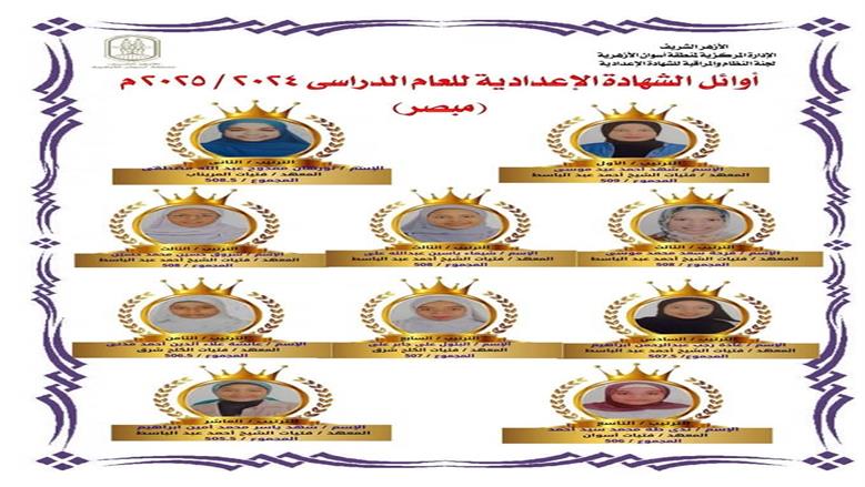 أوائل الشهادة الأزهرية في أسوان
