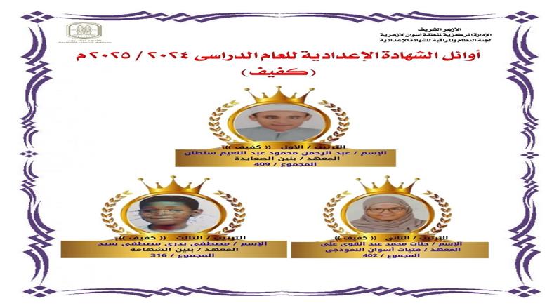 أوائل الشهادة الأزهرية في أسوان