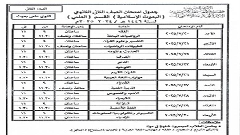 جداول امتحانات