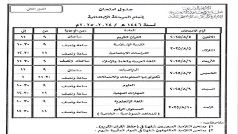 جداول امتحانات
