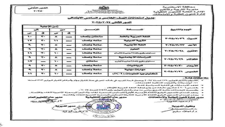 جدول الدور الثاني