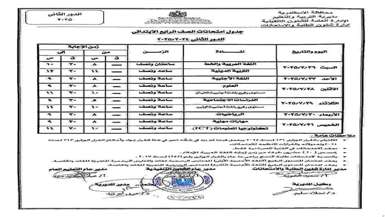 جدول الدور الثاني