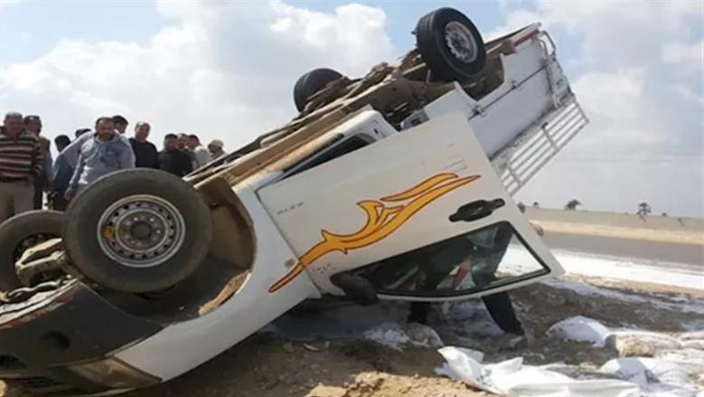 إصابة 8 عمال في انقلاب سيارة ربع نقل على طريق «القاهرة - الفيوم»