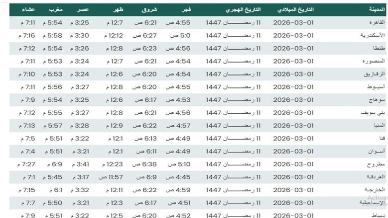 مواقيت الصلاة