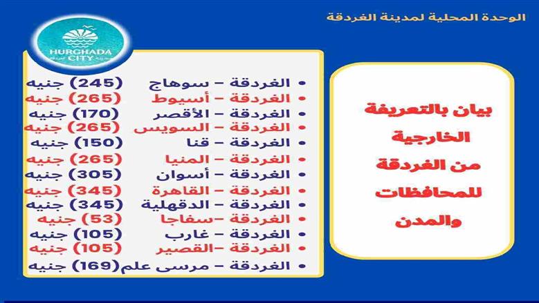 التعريفة الجديدة بالبحر الأحمر 