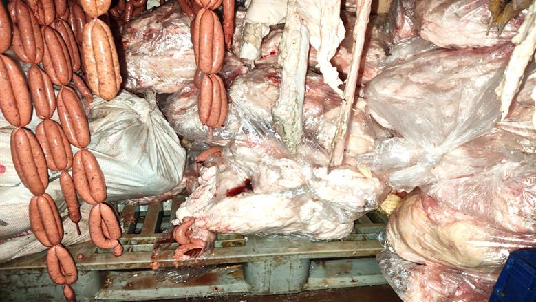 قبل الفرم.. ضبط نصف طن هن فاسد داخل ثلاجة لحوم بالغربية