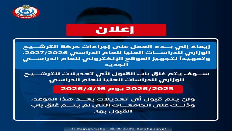 موعد غلق باب تعديلات الترشيح للدراسات العليا 2025/2026