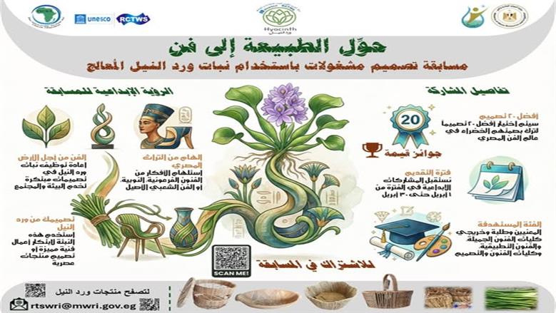 «الري» تدعو المبدعين للمشاركة في مسابقة تصميم مشغولات فنية باستخدام ورد النيل