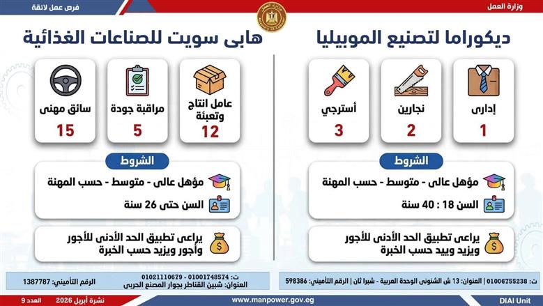 وظائف العمل الجديدة بالقليوبية 38 فرصة في شركات كبري بمرتبات مجزية 