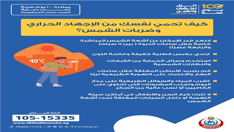 خطوات بسيطة لتفادي ضربات الشمس في الحر الشديد