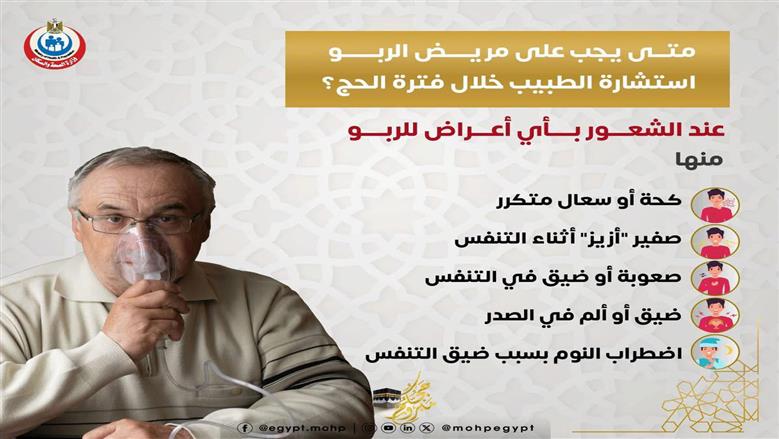 «الصحة» توجه 5 نصائح لمرضى الربو لتجنب النوبات التنفسية أثناء مناسك الحج