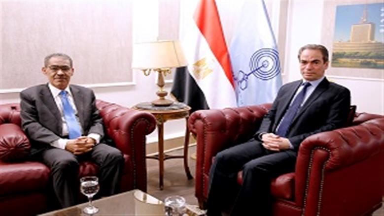 المسلماني يستقبل ضياء رشوان قبيل حديثه في برنامج «من ماسبيرو»