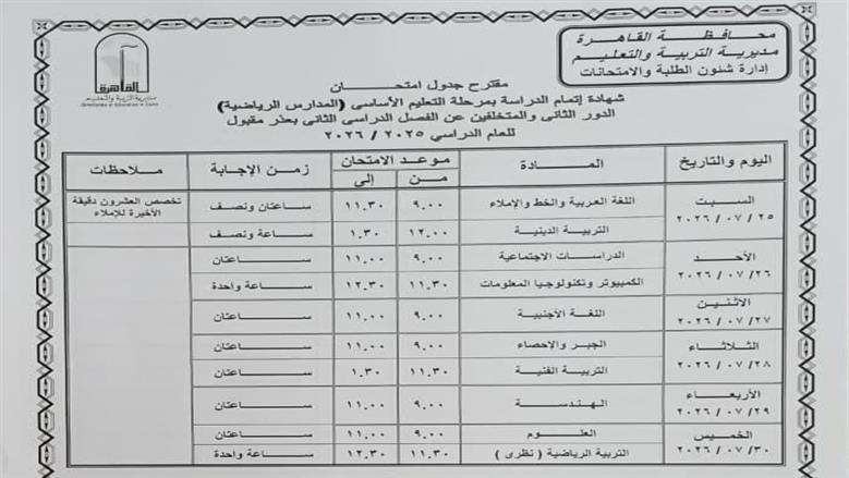 جدول الدور الثاني