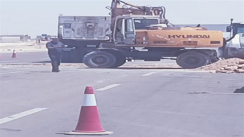 أعمال ترميم الهبوط الأرضى طريق مطروح الإسكندرية الساحلي الدولي