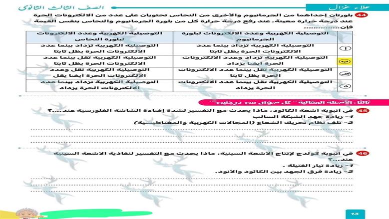 امتحان مادة الفيزياء 2026