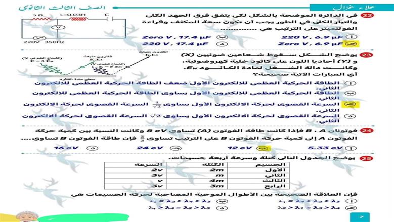 امتحان مادة الفيزياء 2026