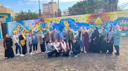 طالبات تربية كفر الشيخ يرسمن جداريات بالمدارس والمصالح الحكومية