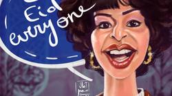 ريشة كاريكاتير «آمال» تحيي فناني مصر بـ«هابي عيد» وتجسد معاناة فلسطين