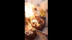بالفيديو| عيد ميلاد ينتهي بحريق مروع بسبب "إسبراي صابون"
