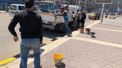 استكمال أعمال دهانات أرصفة شرق الإسكندرية