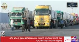 تحرك شاحنات المساعدات من رفح إلى كرم أبو سالم والعوجة تمهيدا لدخول غزة