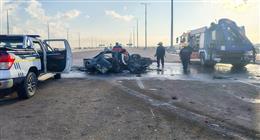 الصور الأولى من موقع حريق سيارة بالإسكندرية ومصرع 3 أشخاص بها