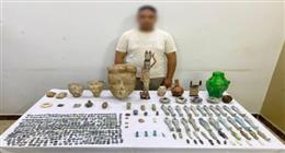    ضبط 577 قطعة أثرية بحوزة تاجر أدوات منزلية في المنيا  