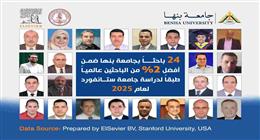 24 باحثا من جامعة بنها يظهرون في قائمة أفضل علماء العالم وفق تصنيف ستانفورد  