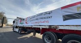 الهلال الأحمر المصري يعزز غزة بسلال غذائية ومواد طبية وشتوية عبر قافلة «زاد العزة» 120