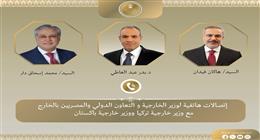 وزير الخارجية يبحث مع نظيريه الباكستاني والتركي التطورات الإقليمية وجهود خفض التصعيد