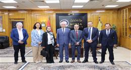رئيس جامعة المنيا يستقبل وفد التعاون الأوروبي لبناء الشراكات البحثية الدولية